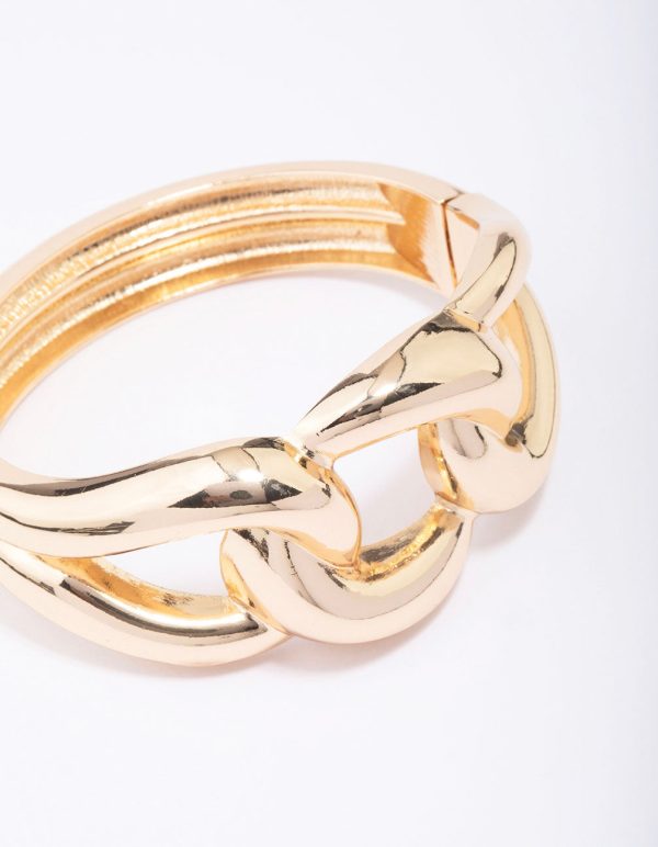 Gold Twisted Bold Bangle For Discount - Image 2