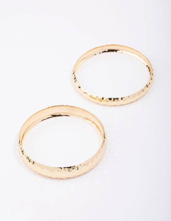 Gold Plated Hammered Bangle Pack Supply