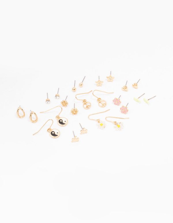 Gold Puzzle Star Earring 12-Pack on Sale