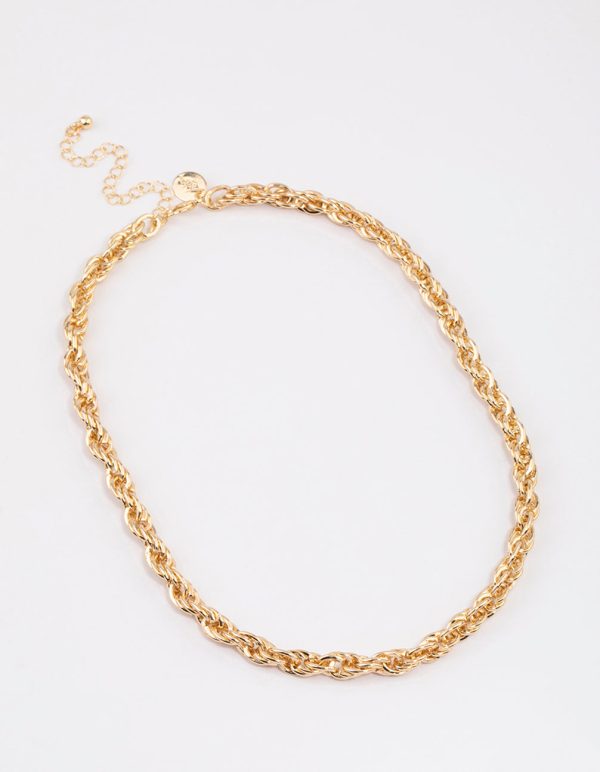 Gold Rope Twisted Chain Necklace Cheap - Image 2