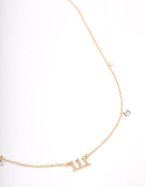 Gold Plated 111 Angel Number Cubic Zirconia Pendant Necklace on Sale