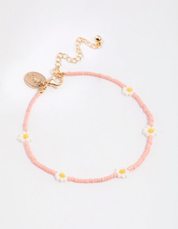 Gold Beaded Flower Bracelet Online - Image 2
