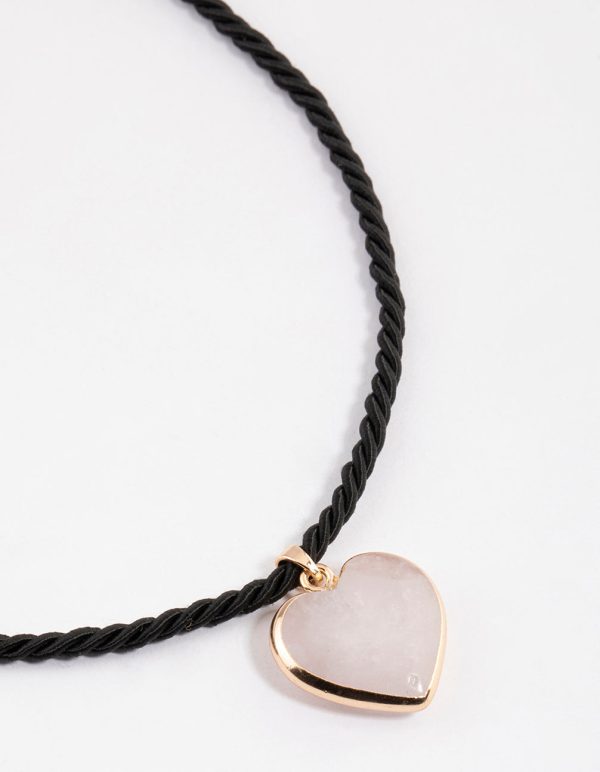 Rose Quartz Heart Twisted Cord Pendant Necklace Online