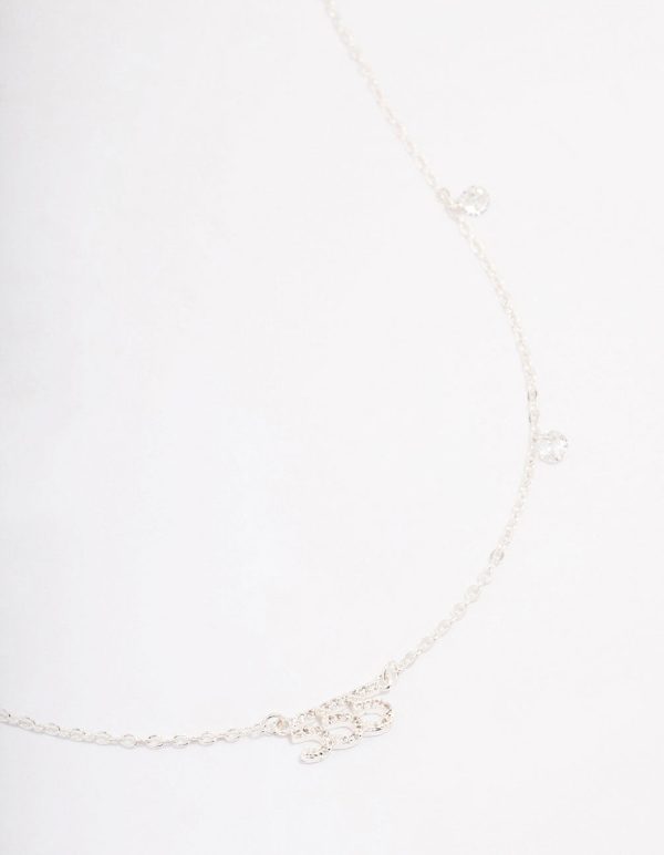 Silver Plated 555 Angel Number Cubic Zirconia Chain Necklace Discount