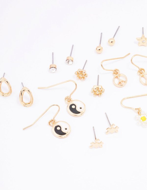 Gold Puzzle Star Earring 12-Pack on Sale - Image 2