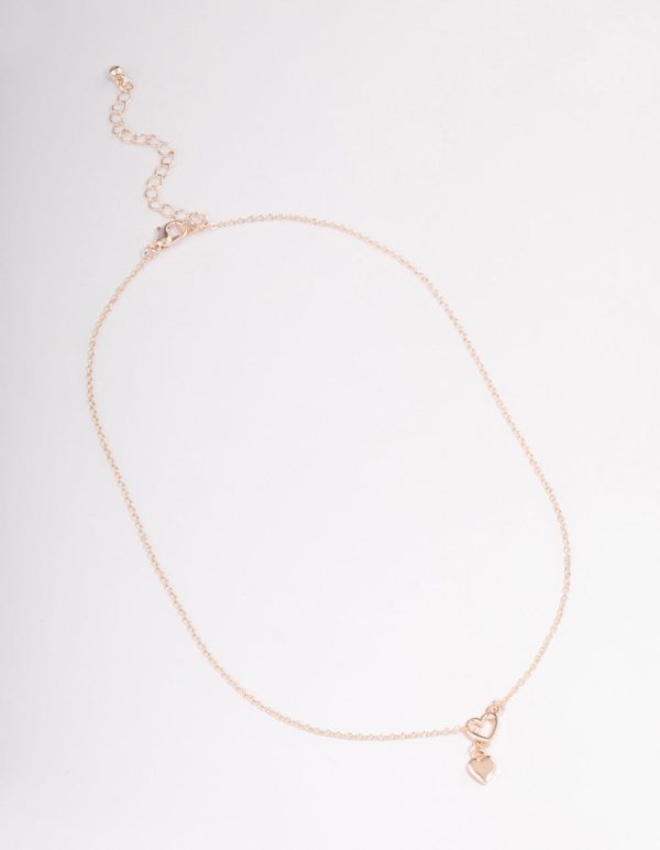 Rose Gold Heart Threader Necklace Online now - Image 2