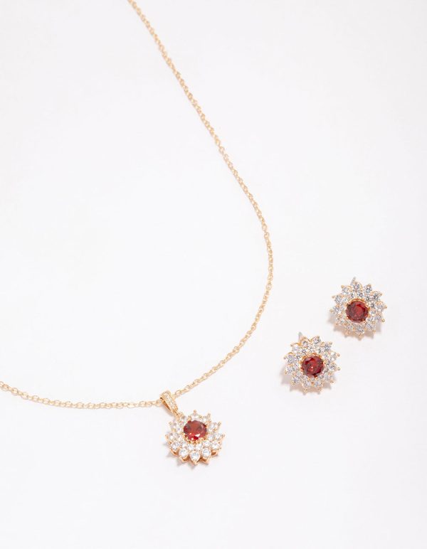Gold Cubic Zirconia Daisy Jewellery Set For Sale