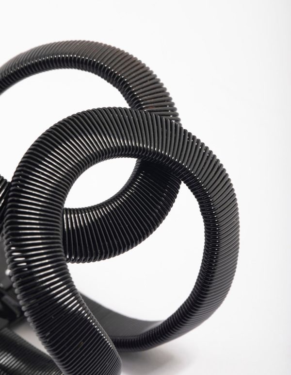 Black Textured Ovalap Cuff Bangle Discount - Image 3
