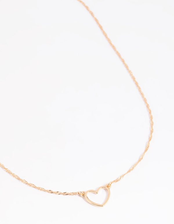 Gold Heart Necklace For Sale