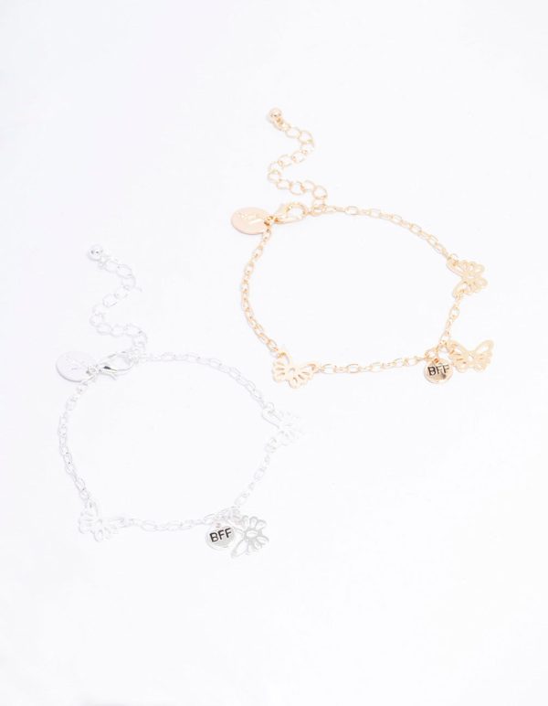 Mixed Metal Butterfly Bracelet Pack Cheap