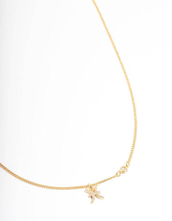 Gold Plated Pisces Necklace with Cubic Zirconia Pendant Supply - Image 2