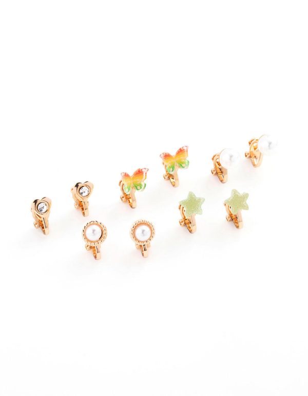 Gold Ombre Butterfly Clip On Earring 8-Pack Online