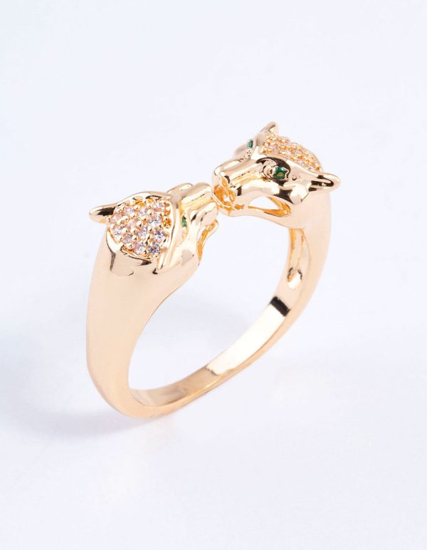 Gold Double Cheetah Ring For Discount - Image 2