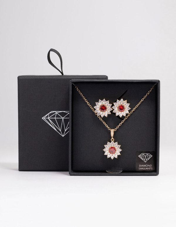 Gold Cubic Zirconia Daisy Jewellery Set For Sale - Image 3