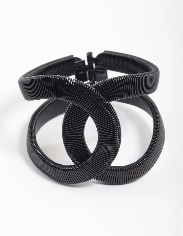 Black Textured Ovalap Cuff Bangle Discount