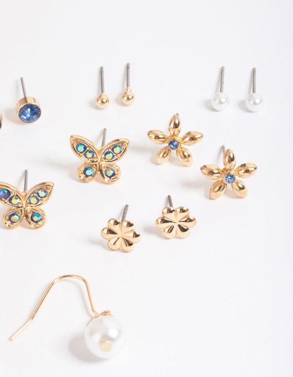 Gold Butterfly Garden Earrings 8-Pack Online Hot Sale - Image 2