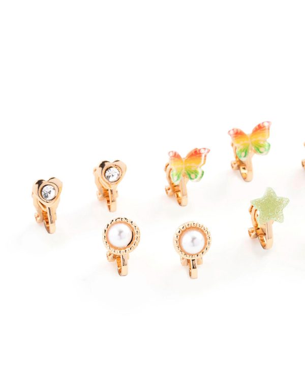 Gold Ombre Butterfly Clip On Earring 8-Pack Online - Image 2