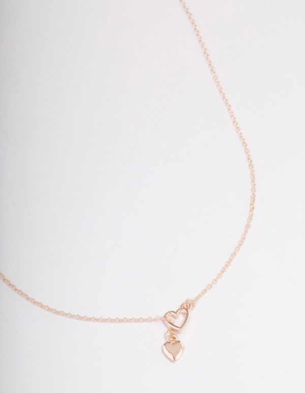 Rose Gold Heart Threader Necklace Online now