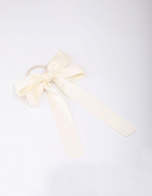 Large Cream Bow Hair Tie Fashion