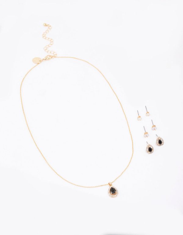 Gold Multi Pear Diamante Jewellery Set on Sale - Image 2