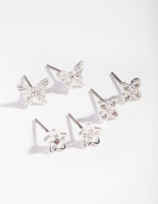 Gold Flower & Butterfly Earrings Online
