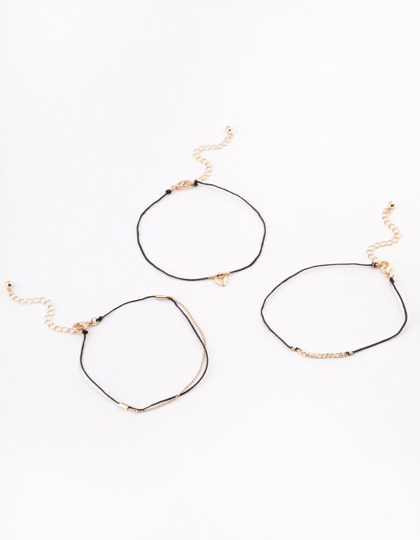 Gold Cord Puffy Heart Anklet Pack Discount