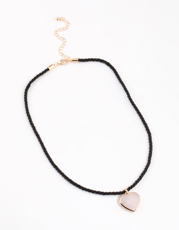 Rose Quartz Heart Twisted Cord Pendant Necklace Online - Image 2