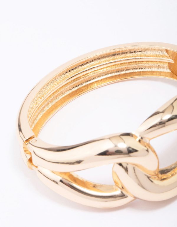 Gold Twisted Bold Bangle For Discount - Image 3
