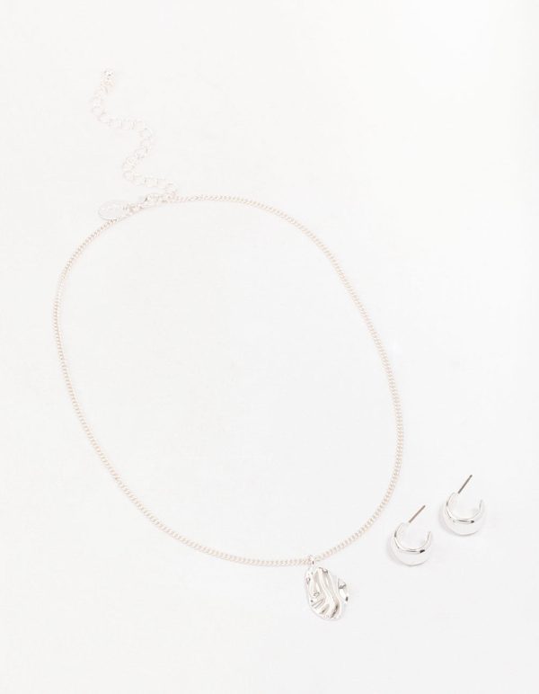 Silver Molten Plate Jewellery Set For Discount - Image 2
