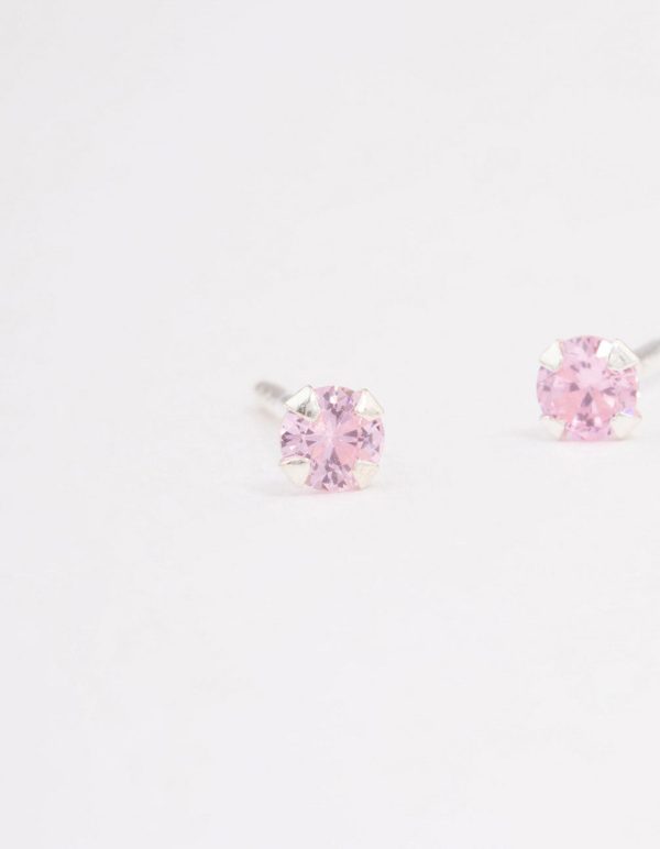 Sterling Silver Pink Pastel Stud Earrings For Cheap - Image 2