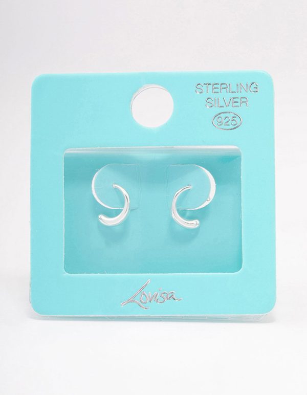 Sterling Silver Mini Calligraphy Hoop Earrings on Sale - Image 3