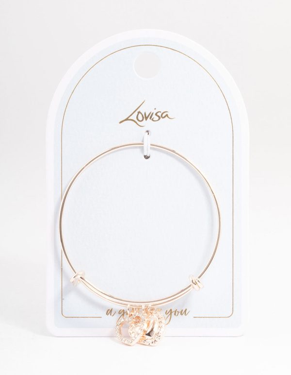 Rose Gold Pearl & Heart Charm Bracelet on Sale