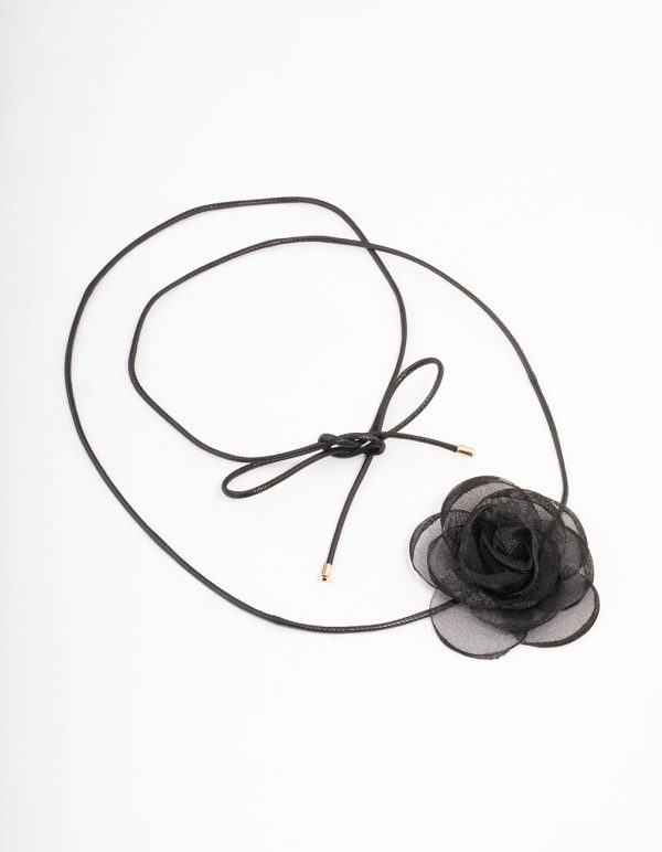Black Mesh Corsage Thin Rope Choker Cheap - Image 2