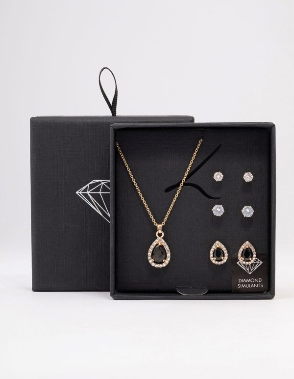 Gold Multi Pear Diamante Jewellery Set on Sale - Image 3
