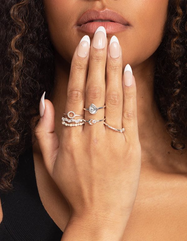 Silver Dainty Floral Ring 10-Pack For Cheap - Image 2