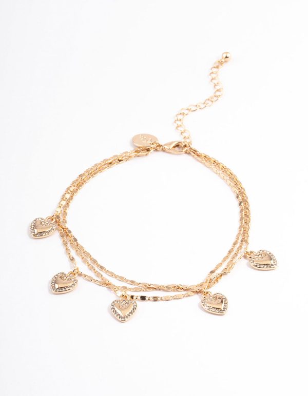 Gold Layered Heart Diamante Anklet Online