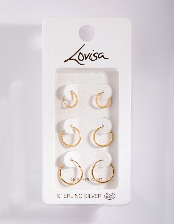Gold Plated Sterling Silver Station Hoop Pack Earring For Cheap - Image 4