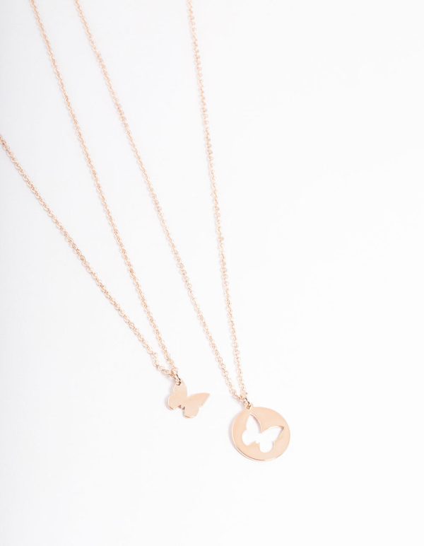 Rose Gold Butterfly Cut Out Necklace Pack Supply