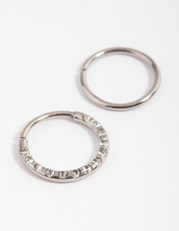 Titanium Cubic Zirconia Texture Ring Nose Pack For Discount - Image 2