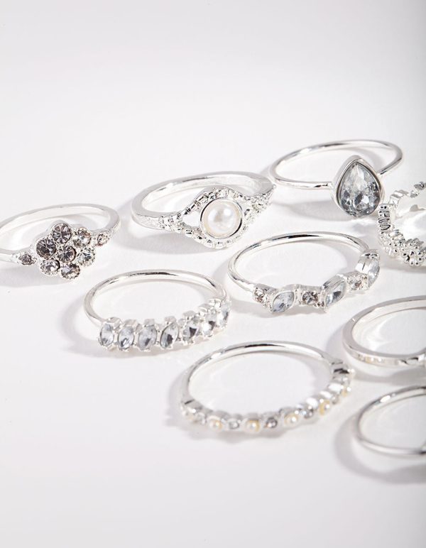 Silver Dainty Floral Ring 10-Pack For Cheap - Image 4