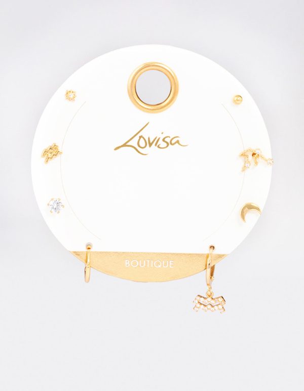 Gold Plated Aquarius Star Sign Ear Stackers Online - Image 3