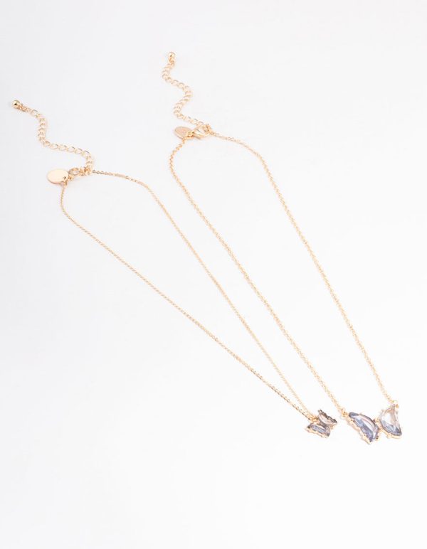 Gold Statement Diamante Butterfly Necklace Discount - Image 2
