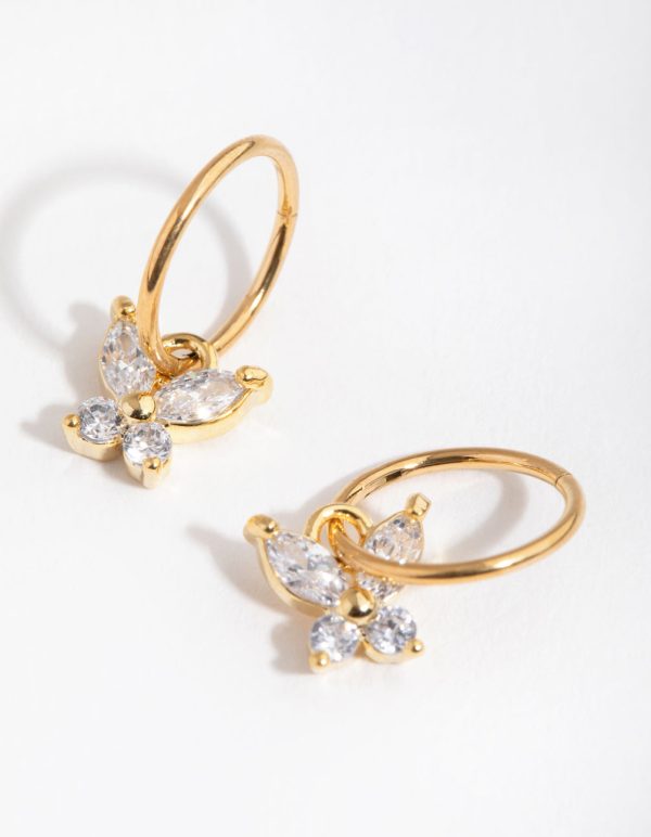24 Carat Gold Plated Surgical Steel Butterfly Sleeper Earrings Discount