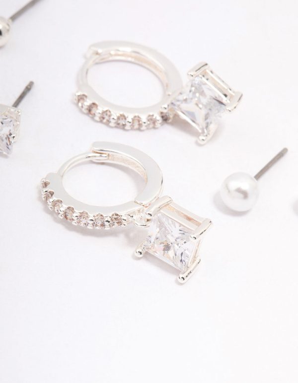 Silver Plated Princess Huggie Hoop Earring 4-Pack For Cheap - Image 3