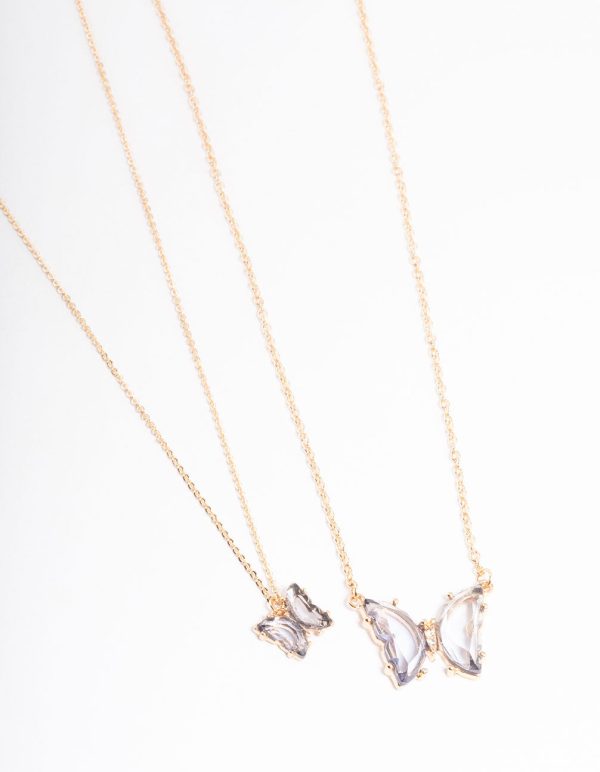 Gold Statement Diamante Butterfly Necklace Discount