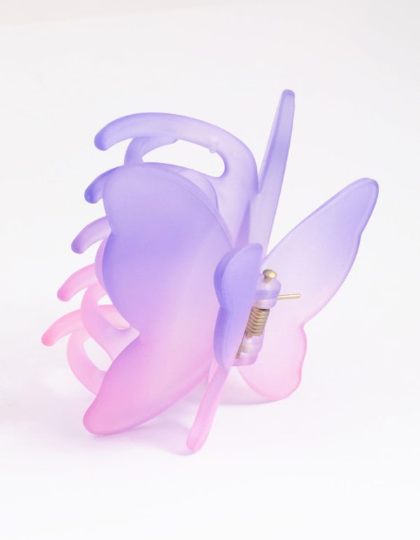90s Purple Pink Ombre Butterfly Claw Clip Online Sale - Image 3
