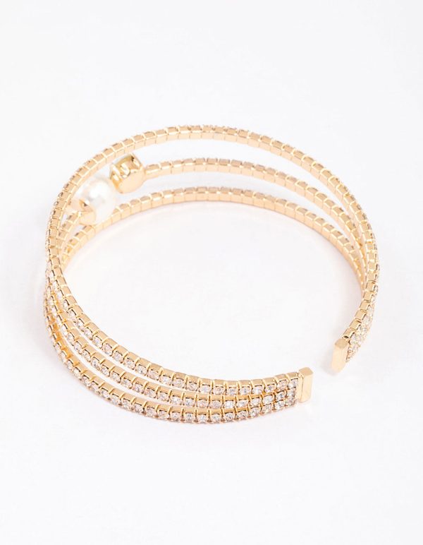 Gold Pearl Cupchain Wrist Cuff Supply - Image 3