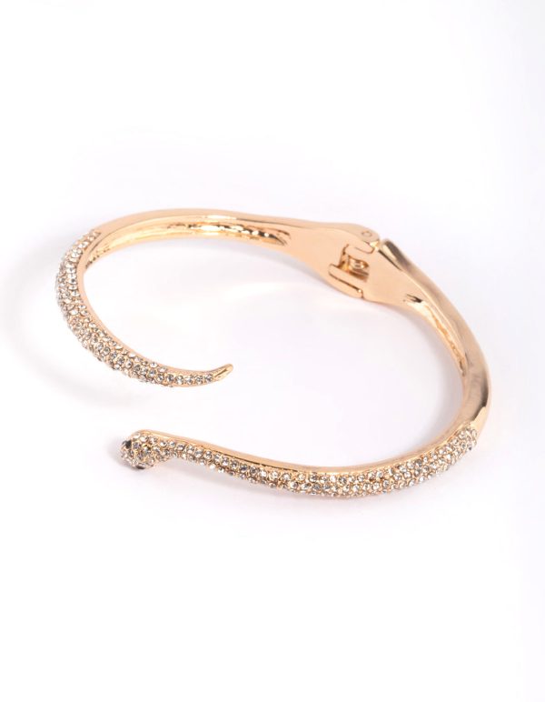 Gold Diamante Snake Hinge Bracelet Online