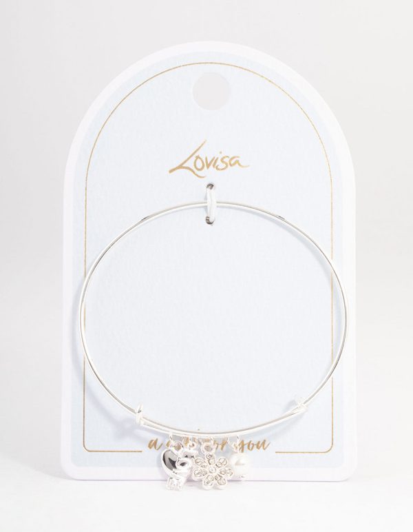 Silver Love Mix Charm Bangle Fashion - Image 3