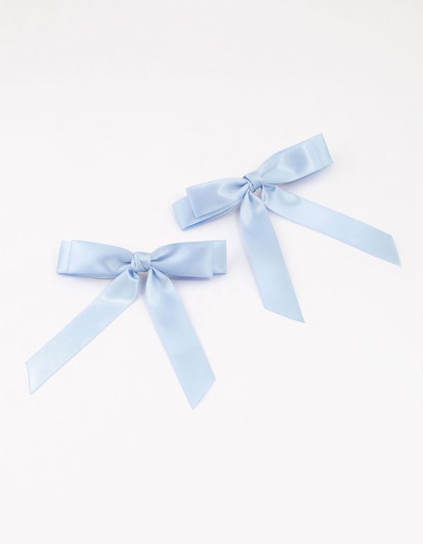 Blue Fabric Medium Double Loop Hair Bows Pack Online